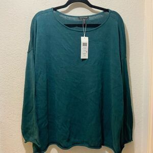 NWT Eileen Fisher 100% Organic cotton Long Sleeve Pullover  Turquoise XL